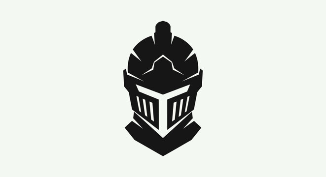 Knight helmet silhouette on white background