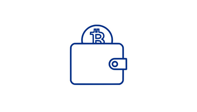 Bitcoin Wallet Icon Minimalist Line Art Vector