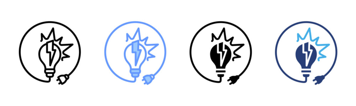 Electricity icon set multiple style collection