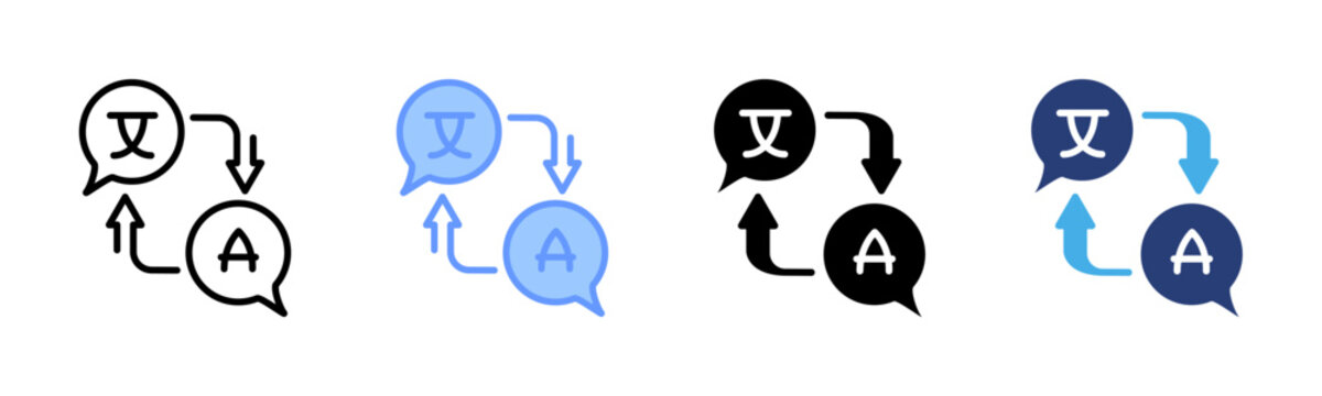 Translator icon set multiple style collection