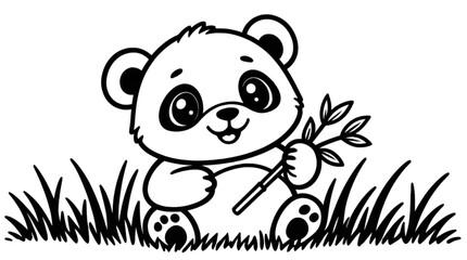 Solid Transparent Background a smiling panda holding a branch © ZeinLens