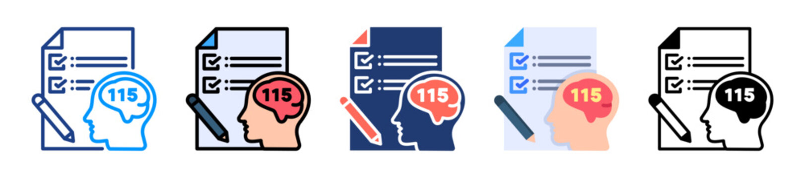 Iq Assessment Icon Sheet Multiple Style Collection 