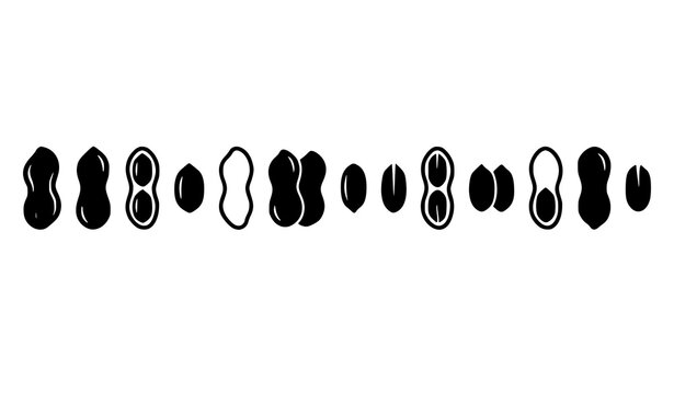 Professional Peanut Silhouette Vector Collection with Healthy Organic Snack and Legume Icons