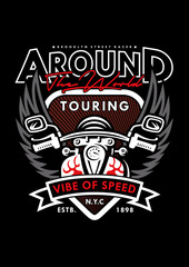 Obraz premium wings around the world touring motorcycle emblem