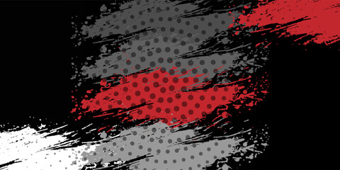 Gaming esport background striking stripes electric banner vector illustration design red black grunge brush wing comic pattern modern abstract concept livery stripes decal paint splash splatter.eps 10 © Samsul