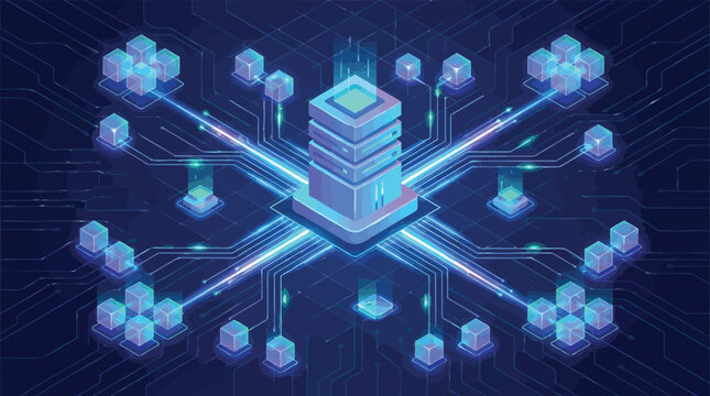 Advanced server infrastructure powering a vast digital network, enabling seamless data flow and cloud computing for modern technology