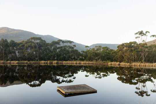 placid pond and reflection at sunset,  Stanford, South Africa