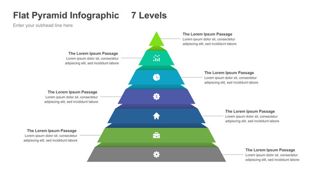 Flat Pyramid Infographic With Arrow 7 Levels Template