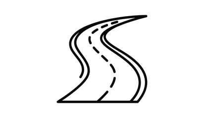winding road silhouette with dashed lane markings on a white background silhouette © rsvect02