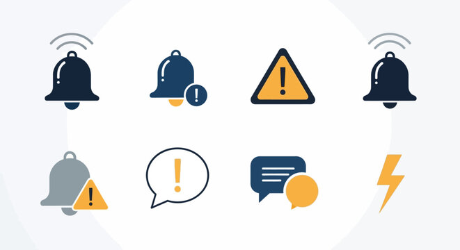 Collection of notification icons and alerts.