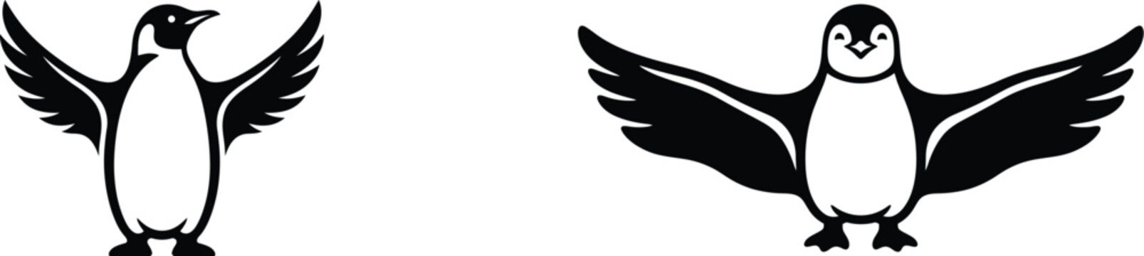 Black and white penguin vector illustration