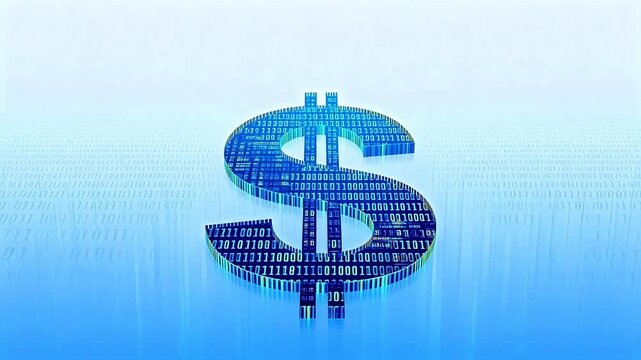 Dollar sign made of binary code