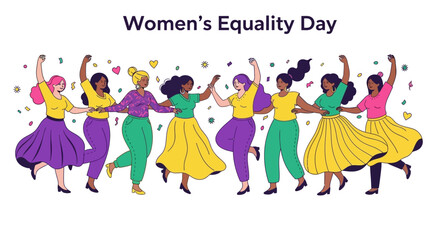 Fototapeta premium Diverse Group of Joyful Women Dancing for Women's Equality Day Celebration