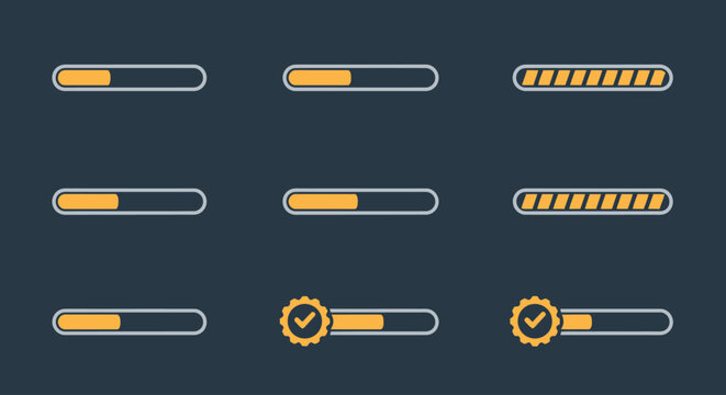 Progress bar icons in various states.