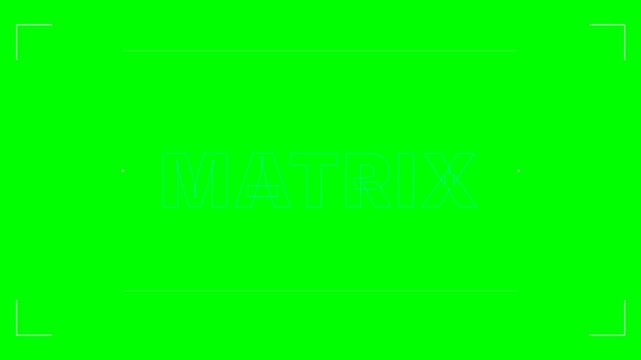 Cyan Matrix text animation on chroma key green screen