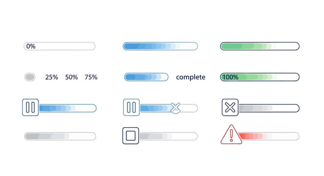 A collection of loading bar icons.