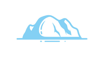 Minimalist Iceberg Icon - Clean Blue Mountain Outline on White Background © Ahmad