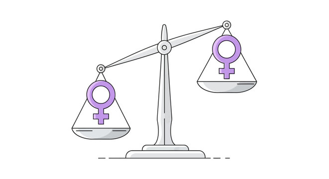 Gender Equality Concept with Female Symbols on Weighing Scales