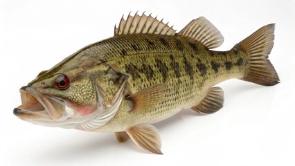Fototapeta premium Isolated Ozark bass fish on a solid white studio background