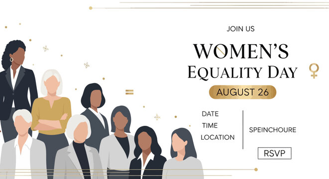 Women's Equality Day Celebration Event Flyer Template with Diverse Professional Women