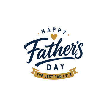 Happy Father's Day greeting card collection with script typography, crown, bow tie, hat, mustache, father-child silhouettes, mountains, and dad quotes in navy and gold.