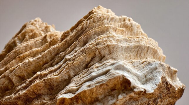 apportionment. Close-up of a mammoth molar fossil with distinct ridges and texture. STEM education sheets, lab safety posters, designed for biotech research communications, used by ui designers.
