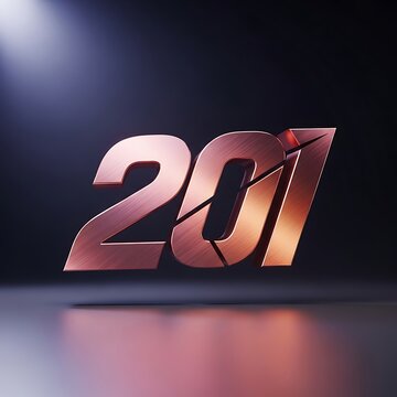 3D Metallic Number 201 with Fragmented Design.