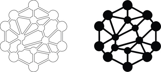Abstract network connection node icon showing geometric mesh structure and digital linkage. © kajallata