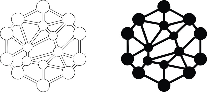 Abstract network connection node icon showing geometric mesh structure and digital linkage.