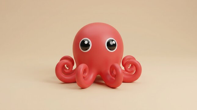Cute red octopus toy with big eyes