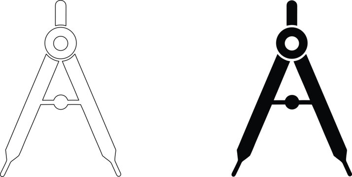 Drawing compass tool icon for geometry architecture and engineering technical design work.