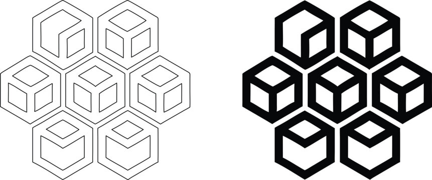 Isometric cube cluster pattern for modern graphic design and seamless background element.