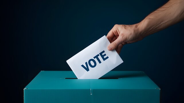 Hand Casting Vote into Ballot Box Election Voting and Democracy Concept