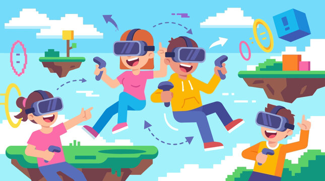Kids Experiencing Virtual Reality Gameplay
