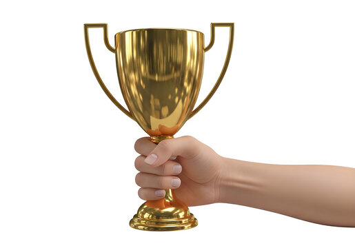 Golden trophy cup isolated on transparent background