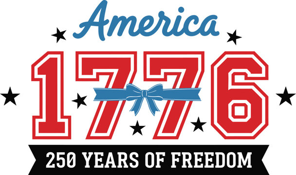 4th of july independence day 250 years anniversary graphic celebrating american freedom since 1776