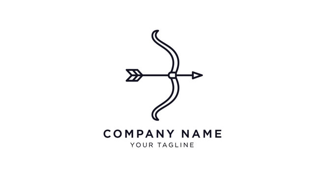A minimalist logo design featuring a bow and arrow.