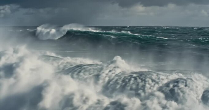 Large ocean wave crashing water.