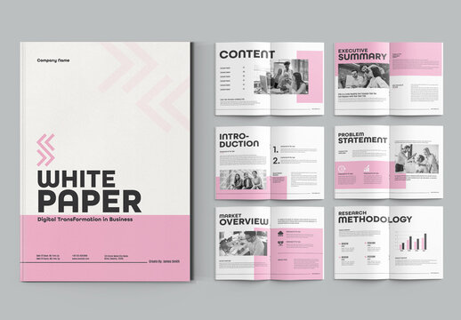 Business White Paper Brochure Template Corporate Report Design