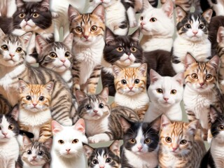 Fototapeta premium 猫のシームレスパターン F-2