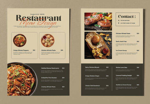 Restaurant Menu Template Layout