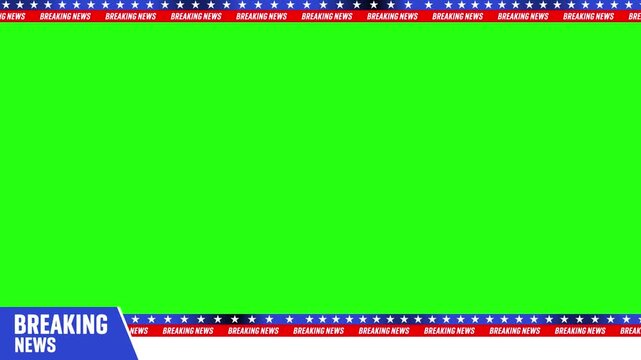Breaking News Lower Third Animation. Lower third live Breaking news background green screen and seamless looping. News Banner Overlay Green Screen