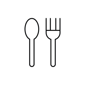 Spoon and Fork icon isolated on white background in stroke line style