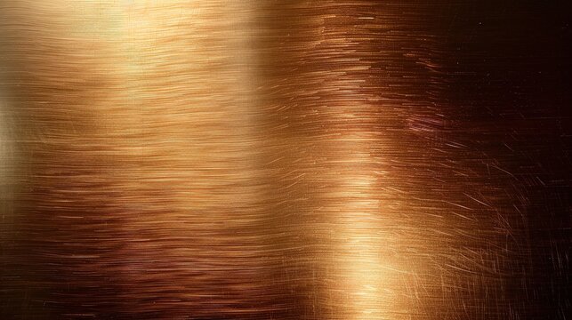 Brushed Copper Plate Texture &ndash; Horizontal Subtle Scratches, Soft Warm Metallic Glow, Dark Elegant Lighting, Luxurious Commercial Background, Vast Negative Space for Logo or Text