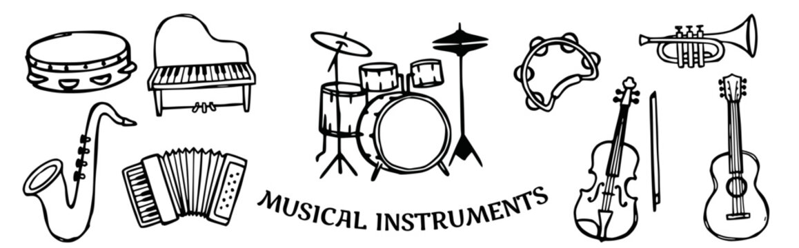 Musical instruments Doodle Vector Illustration