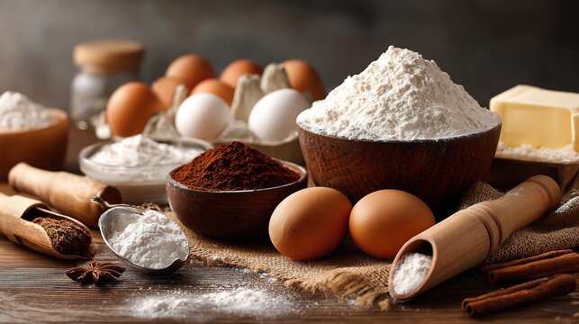 Baking Ingredient Dedicated Background: Key Components for Baking Success