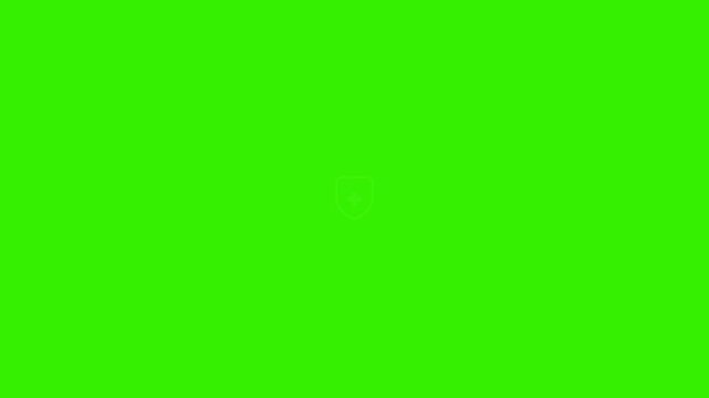 Minimalist white medical shield icon with cross on green screen chroma key background for healthcare and protection video editing