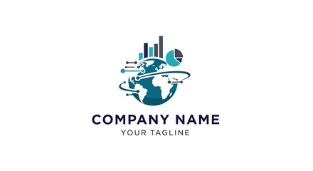 Fototapeta premium Company logo template with global business concept.