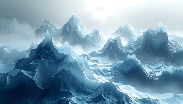 Iceberg ocean waves stormy weather scene.