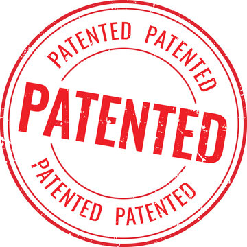 Round Patented Red Stamp Circular Badge Grunge Texture Vector Design
